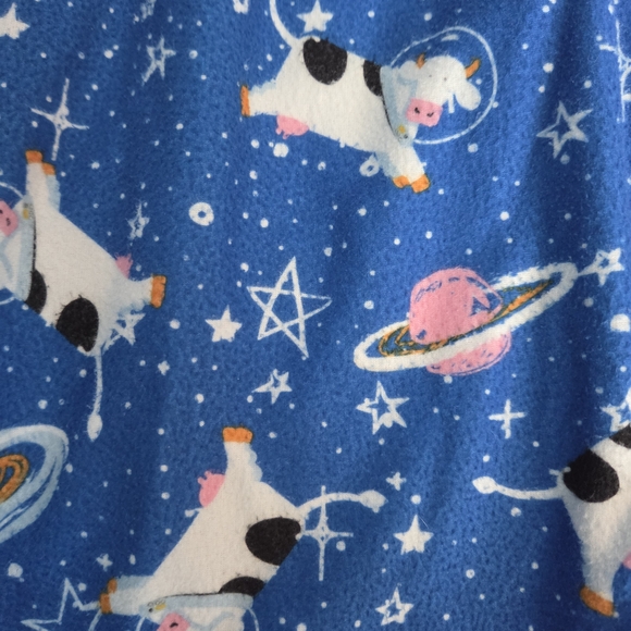 Kids Astronaut Cow Blue Pajama Bottoms - Picture 5 of 6